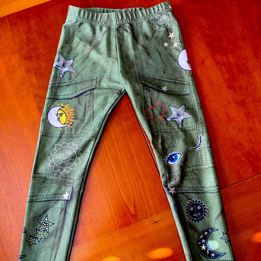 Terez Little Girl Legging - ARMY Green Emoji